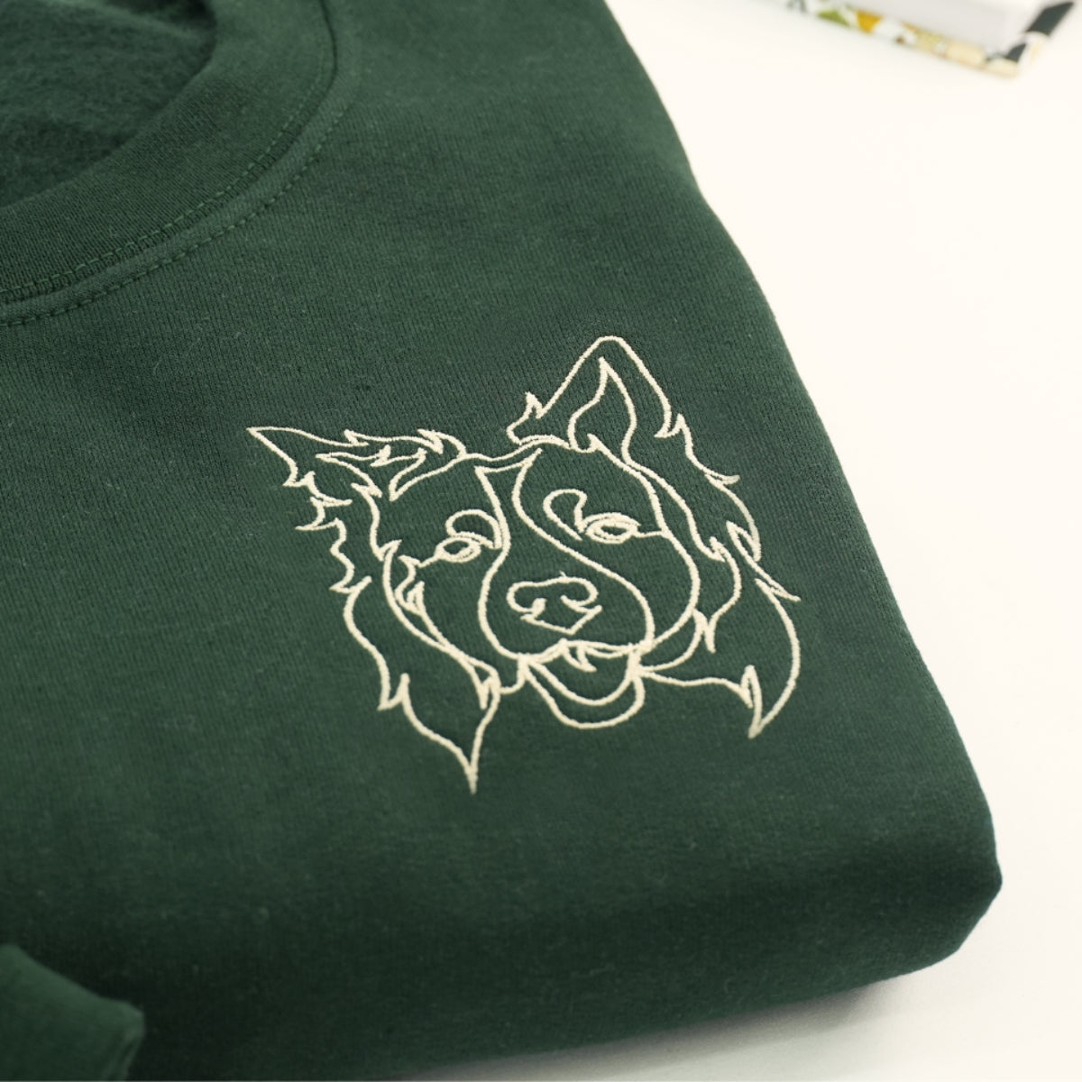 Custom Dog Portrait Embroidered Sweatshirt - Personalized Dog Line Art Shirt - Dog Lover Gift