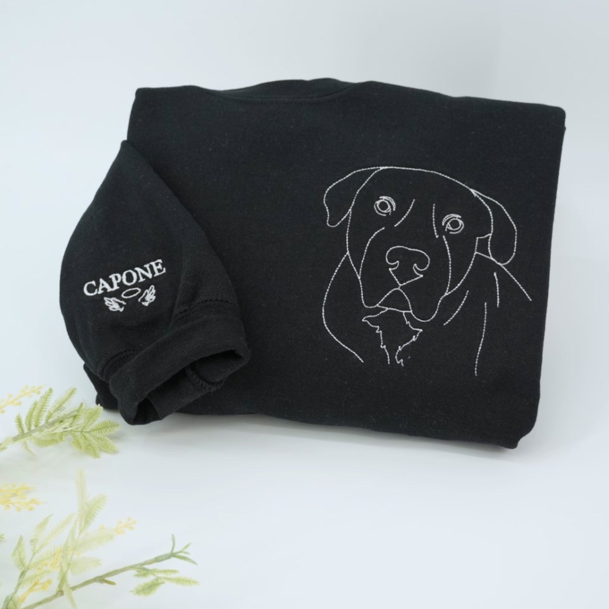 Custom Dog Portrait Embroidered Sweatshirt - Personalized Dog Line Art Shirt - Dog Lover Gift