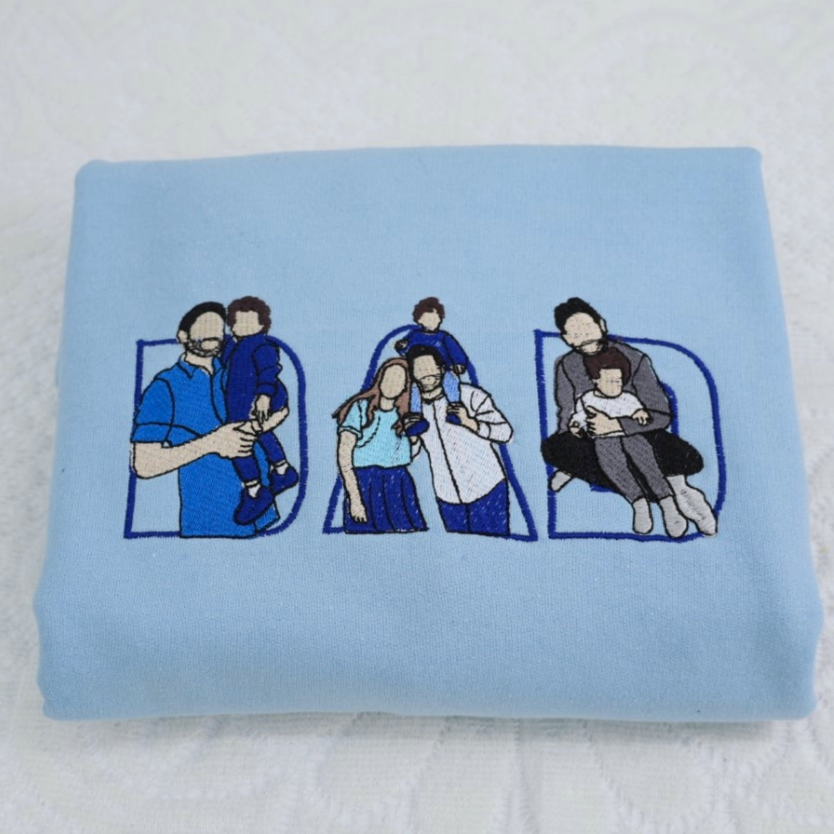 Custom Photo Dad Embroidered Hoodie - Father Baby Bonding Sweatshirt - New Dad Gift