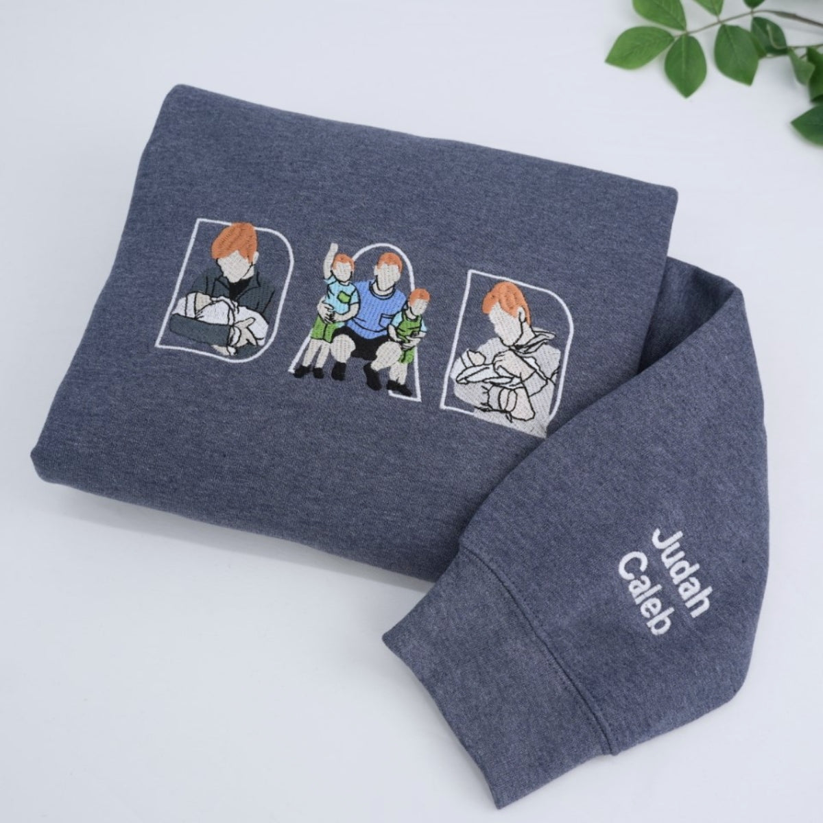 Custom Photo Dad Embroidered Hoodie - Father Baby Bonding Sweatshirt - New Dad Gift