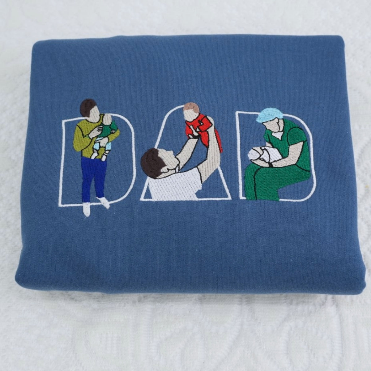 Custom Photo Dad Embroidered Hoodie - Father Baby Bonding Sweatshirt - New Dad Gift
