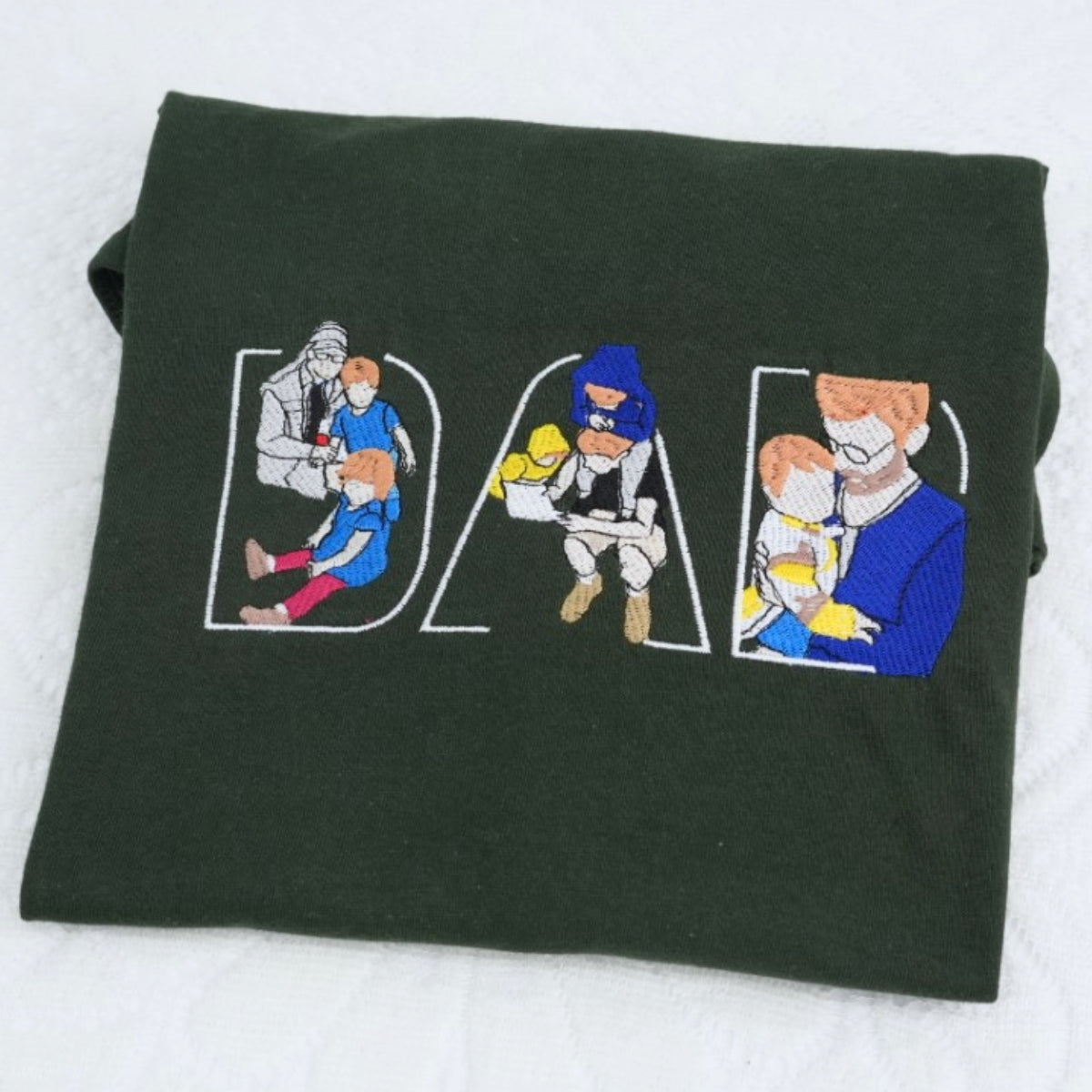 Custom Photo Dad Embroidered Hoodie - Father Baby Bonding Sweatshirt - New Dad Gift