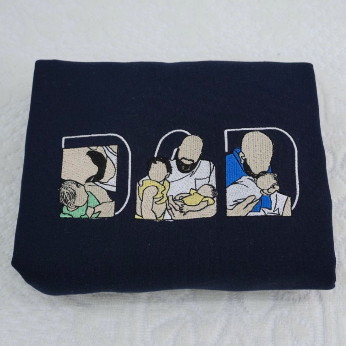 Custom Photo Dad Embroidered Hoodie - Father Baby Bonding Sweatshirt - New Dad Gift