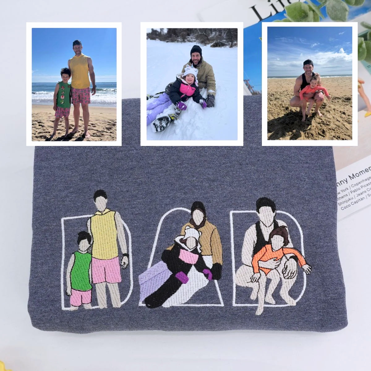 Family Photo Custom Embroidered Sweatshirt - Personalized Father's Day Gift