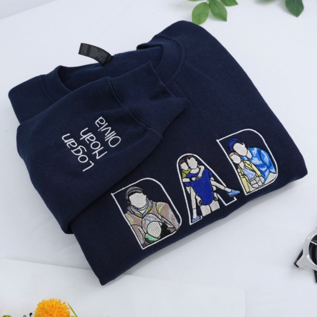 Family Photo Custom Embroidered Sweatshirt - Personalized Father's Day Gift