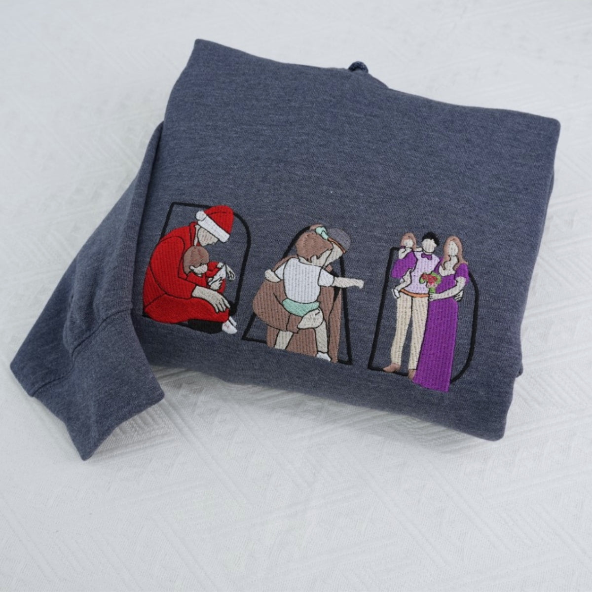Family Photo Custom Embroidered Sweatshirt - Personalized Father's Day Gift