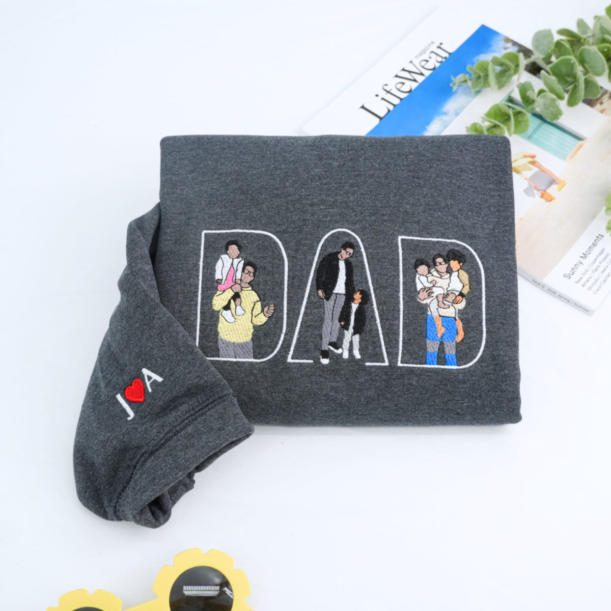 Family Photo Custom Embroidered Sweatshirt - Personalized Father's Day Gift