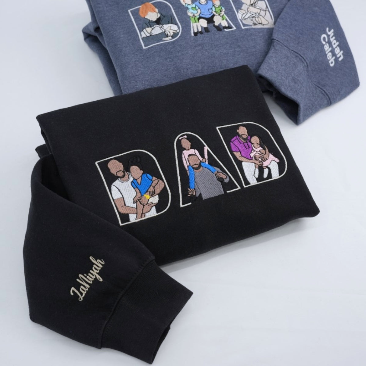 Family Photo Custom Embroidered Sweatshirt - Personalized Father's Day Gift