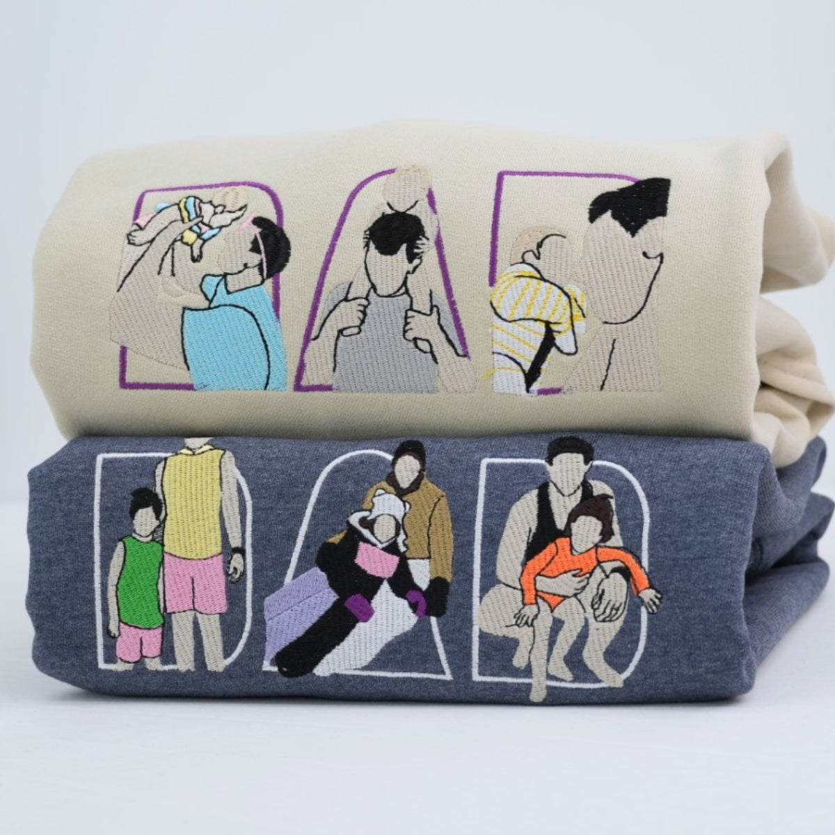 Family Photo Custom Embroidered Sweatshirt - Personalized Father's Day Gift