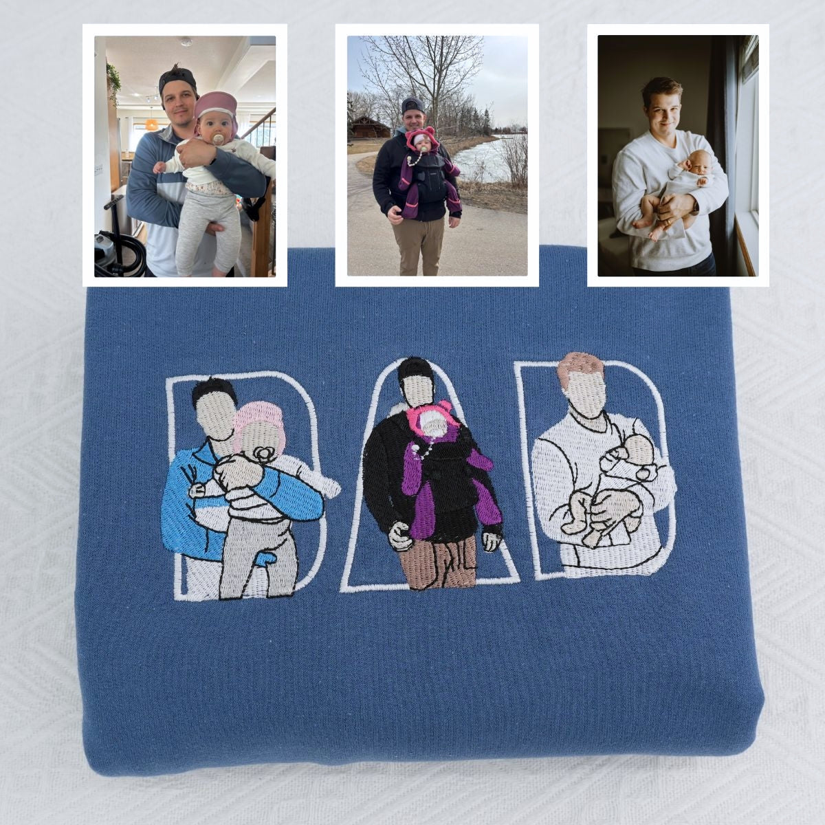 Personal Family Moments Custom Embroidered Hoodie - Personalized Dad Memory Gift