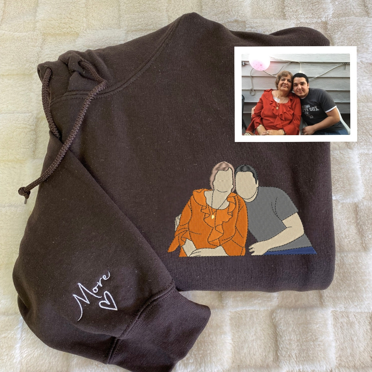 Family Picture Custom Embroidered Hoodie - Personalized Grandma Gift Sweatshirt