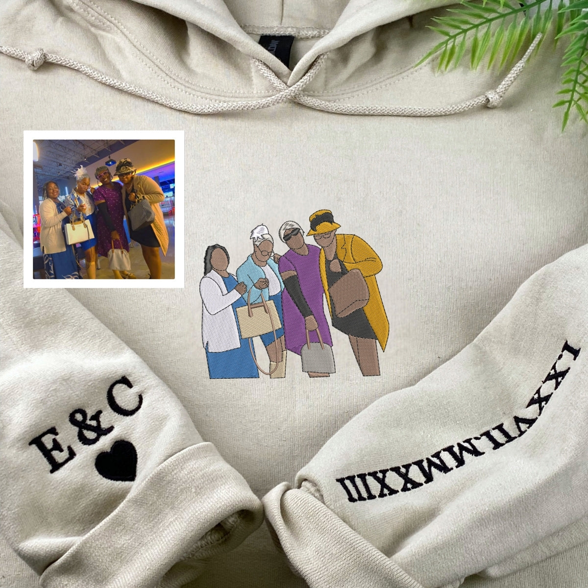 Family Picture Custom Embroidered Hoodie - Personalized Grandma Gift Sweatshirt