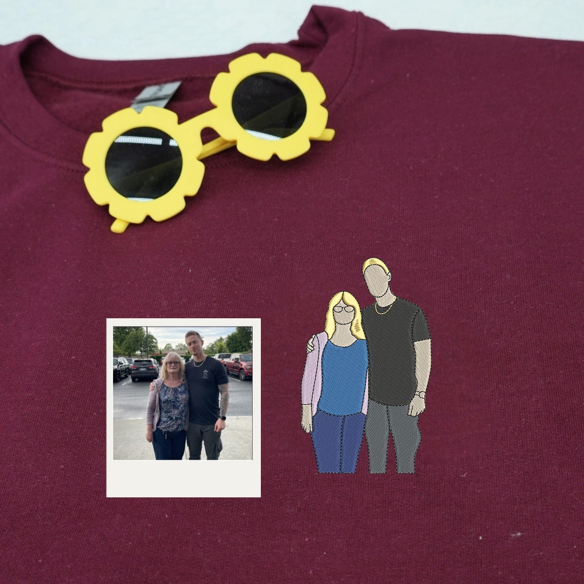 Family Picture Custom Embroidered Hoodie - Personalized Grandma Gift Sweatshirt