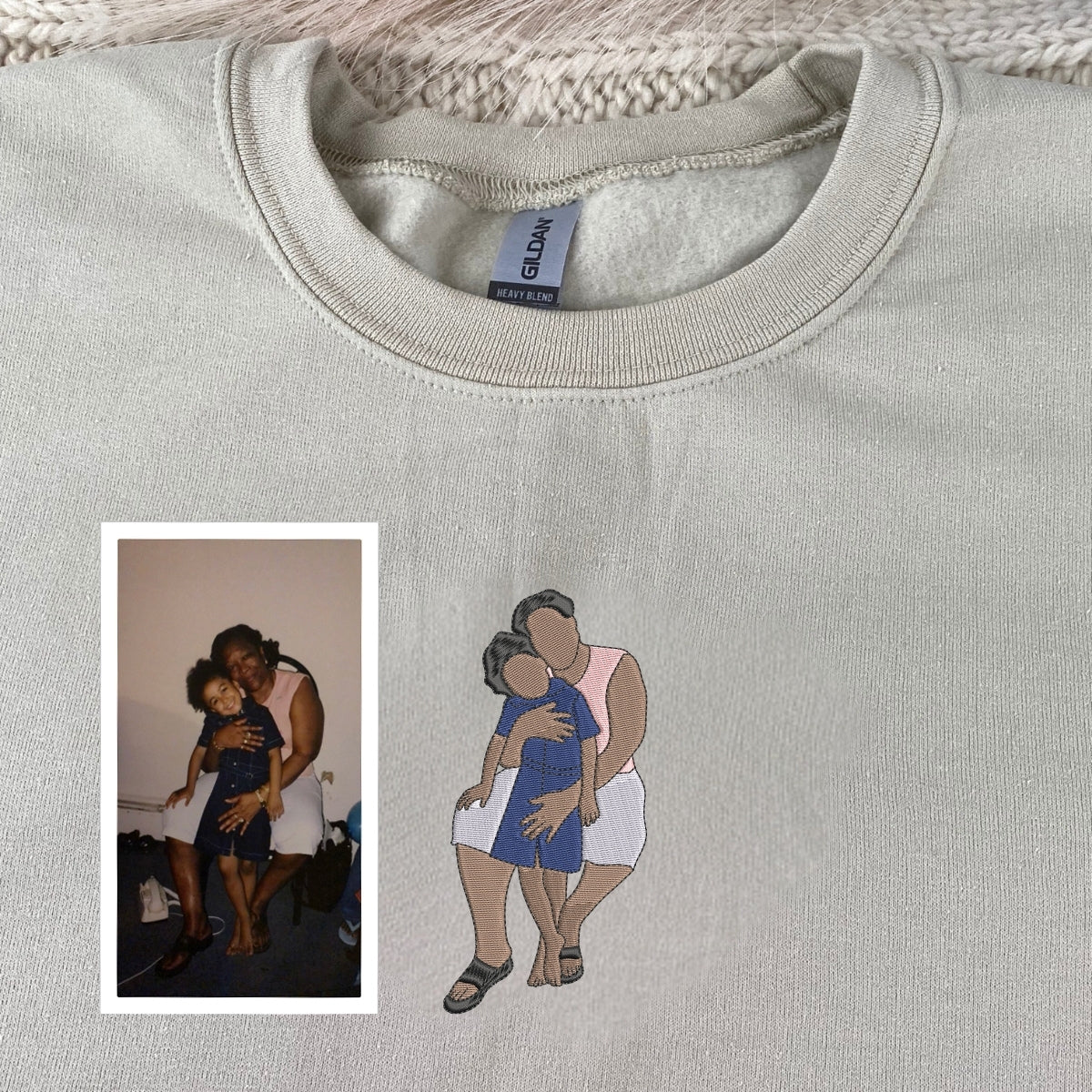 Family Picture Custom Embroidered Hoodie - Personalized Grandma Gift Sweatshirt