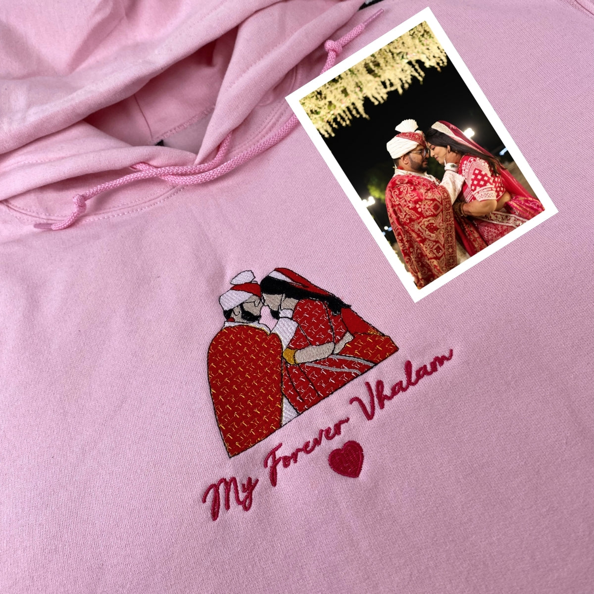 Custom Photo Embroidered Couple Hoodies - Personalized Anniversary Gift Set