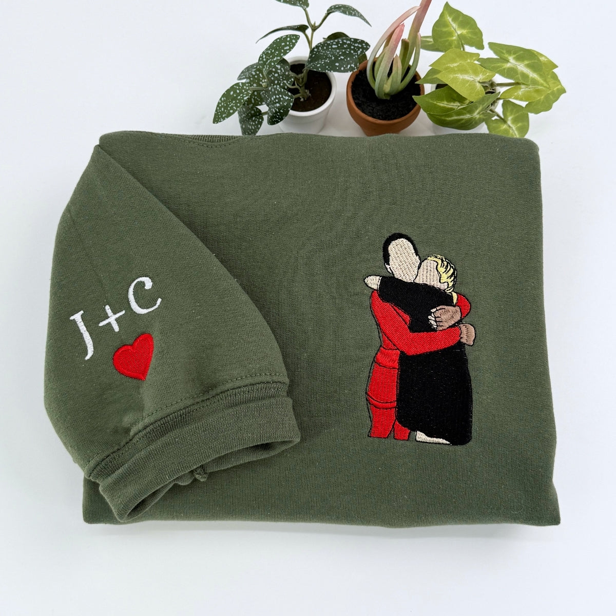 Custom Photo Embroidered Couple Hoodies - Personalized Anniversary Gift Set
