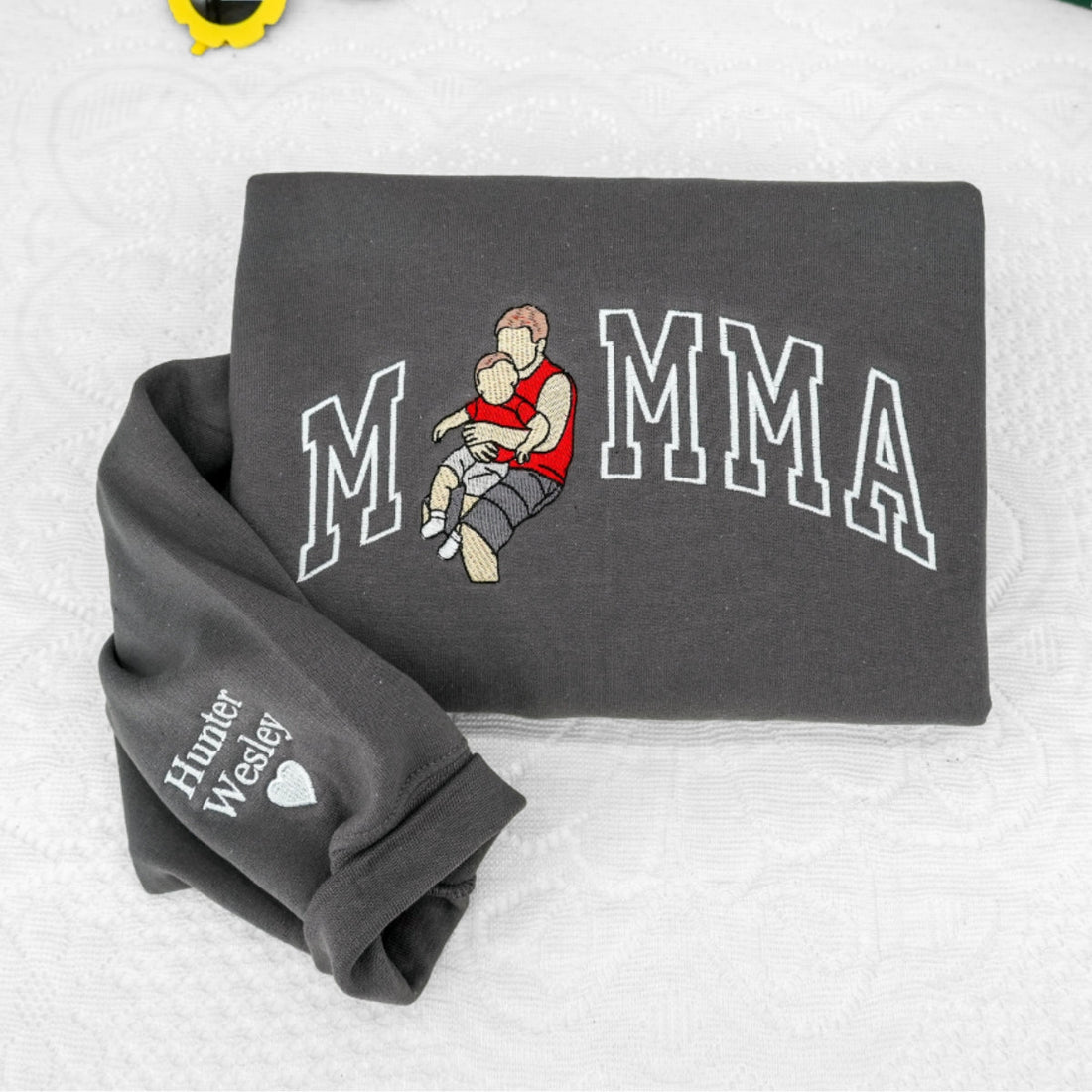Family Photo Custom Embroidered Mama Hoodie - Personalized New Mom Gift