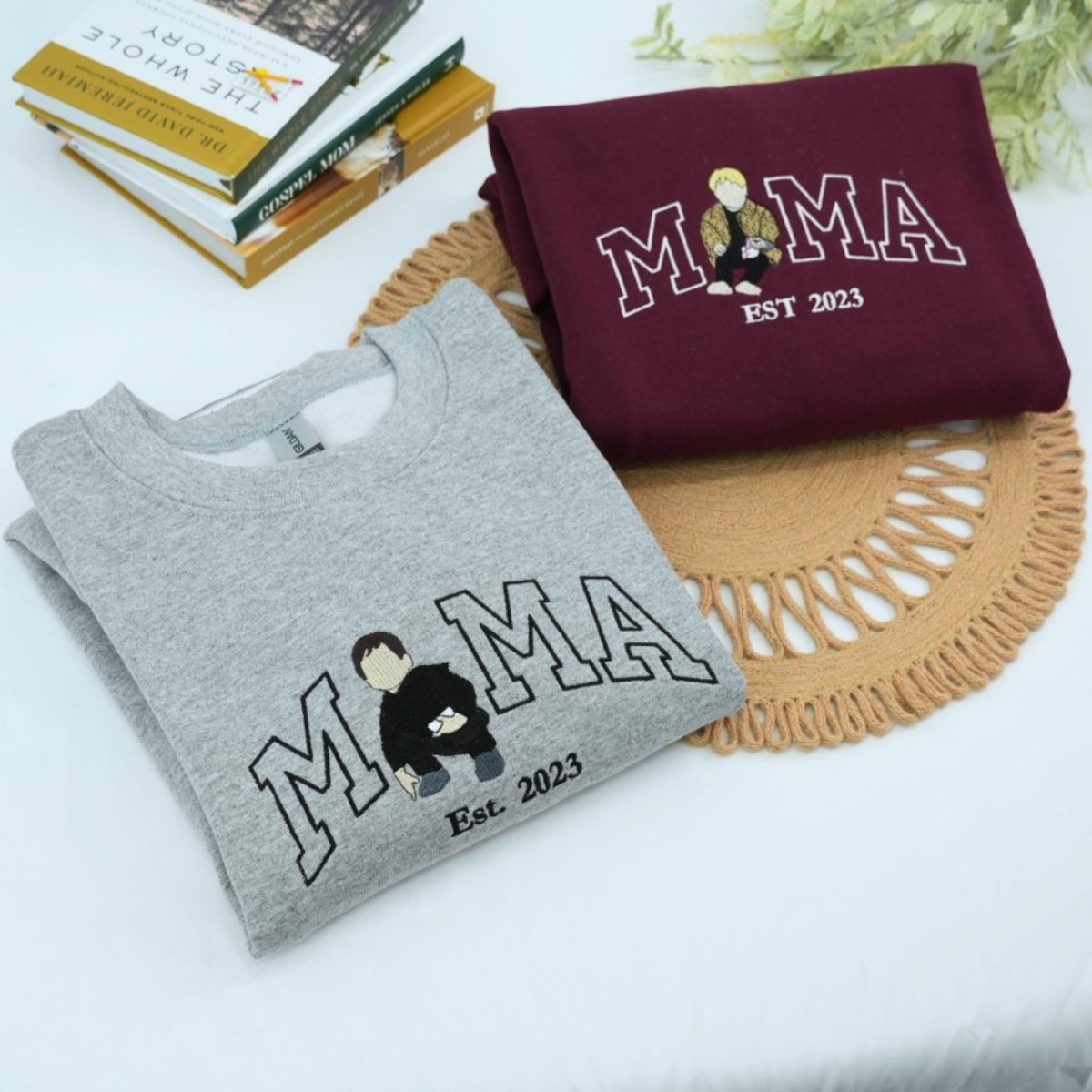 Family Photo Custom Embroidered Mama Sweatshirt - Personalized Memory Gift