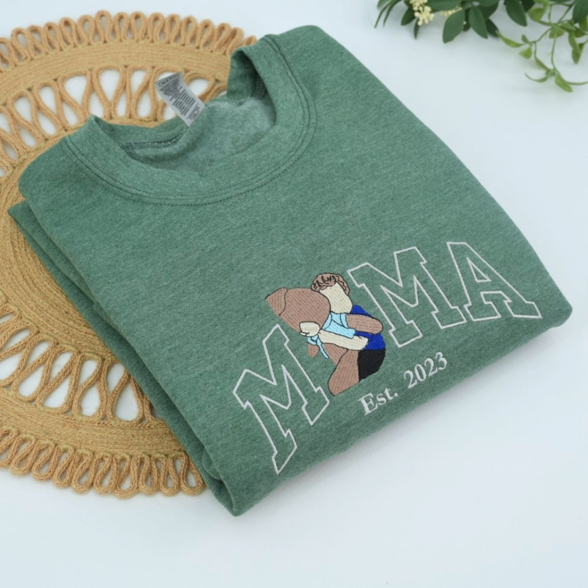 Family Photo Custom Embroidered Mama Sweatshirt - Personalized Memory Gift