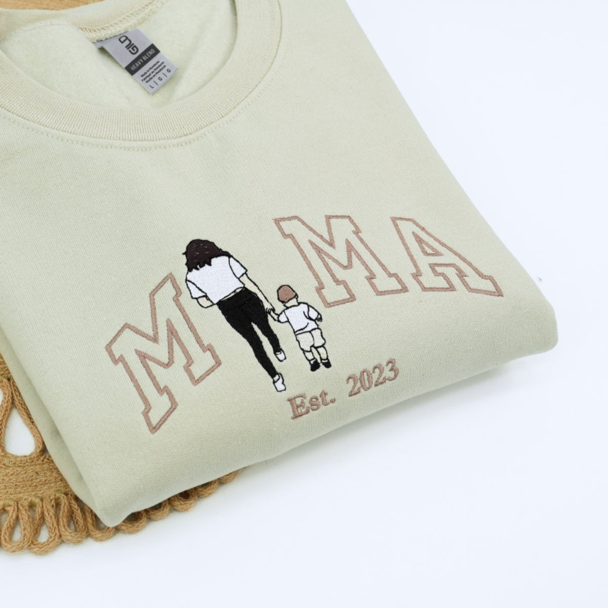 Family Photo Custom Embroidered Mama Sweatshirt - Personalized Memory Gift