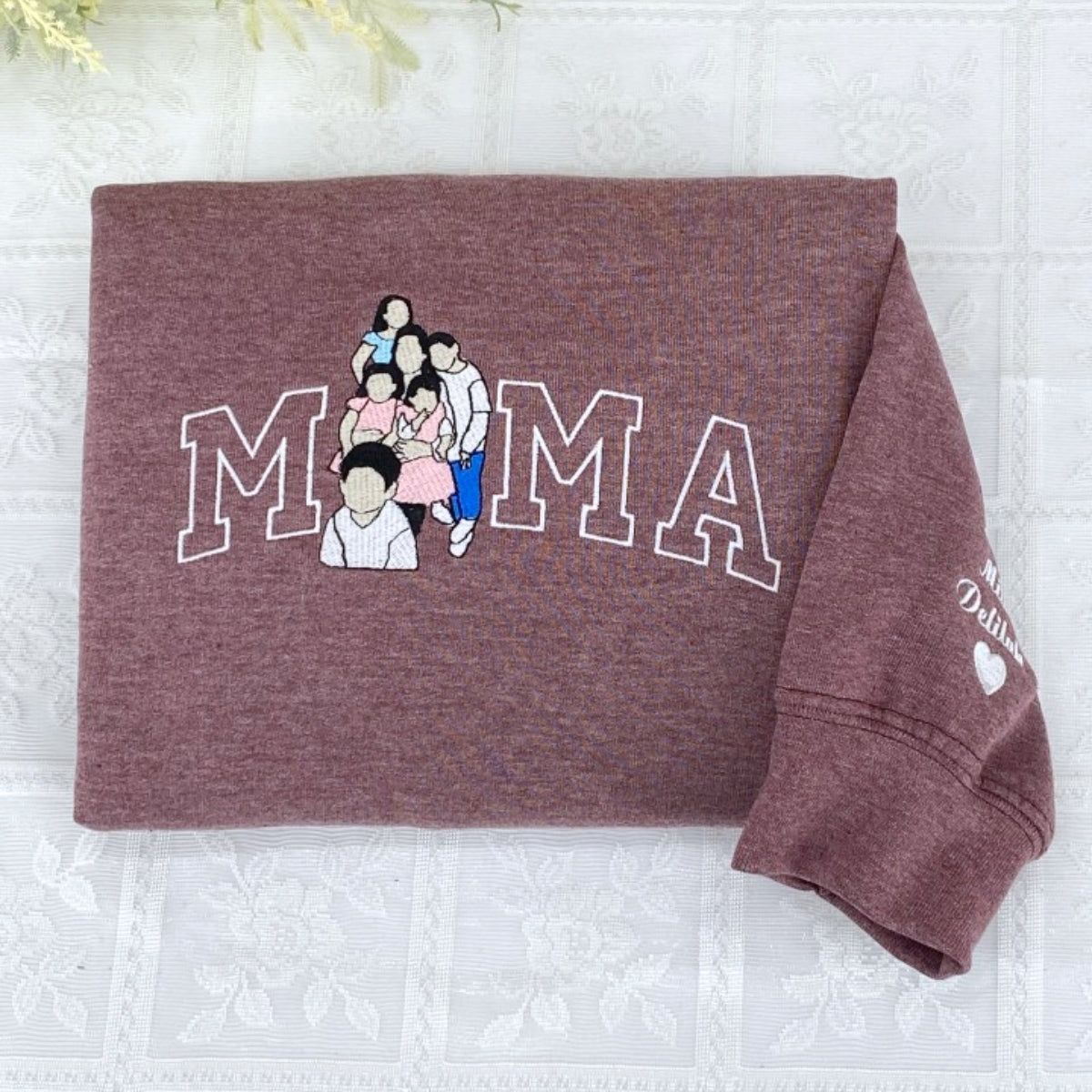 Personalized Family Custom Embroidered Mama Hoodie - Perfect Mother's Gift