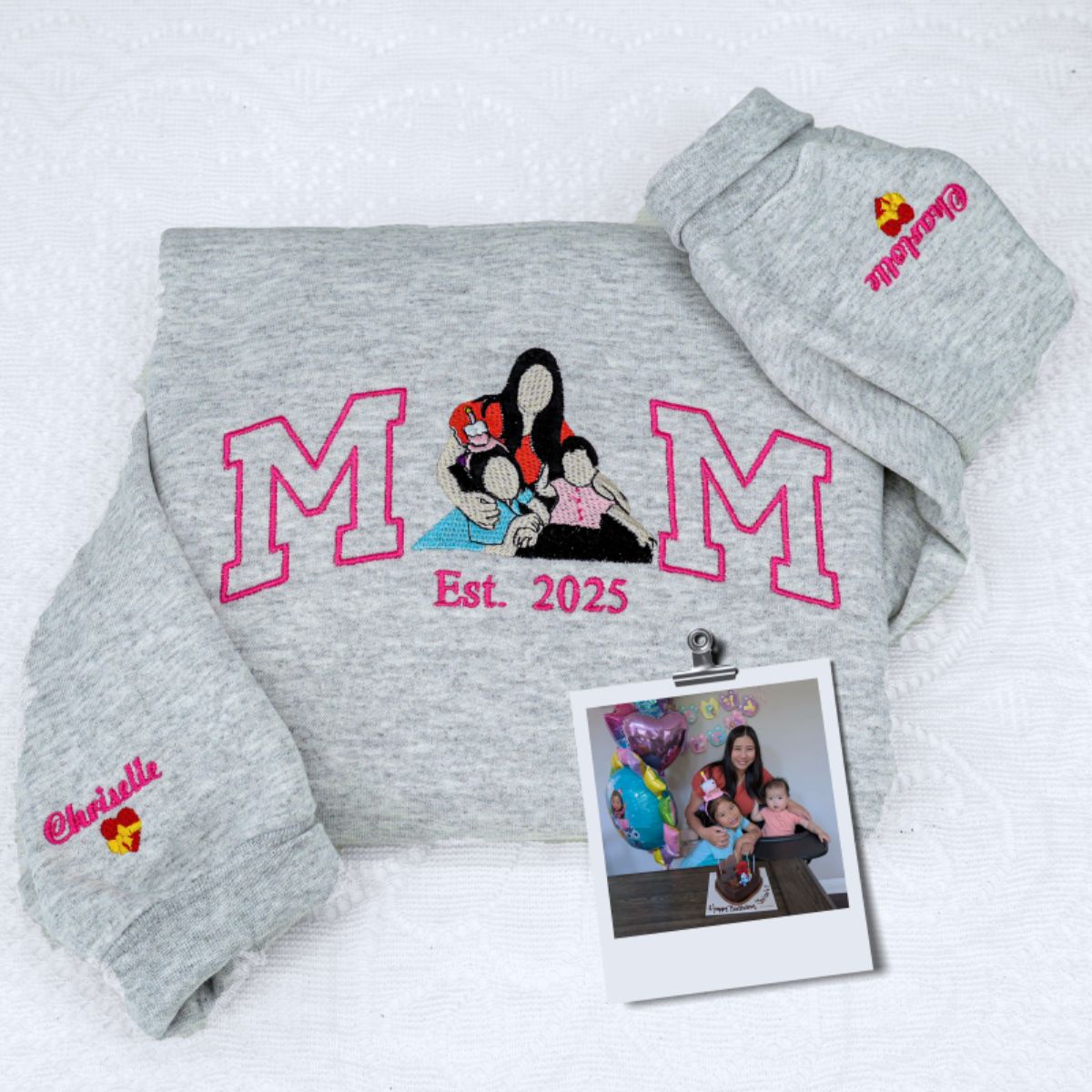 Sibling Custom Embroidered Mom Hoodie - Personalized Gift With Kids Names