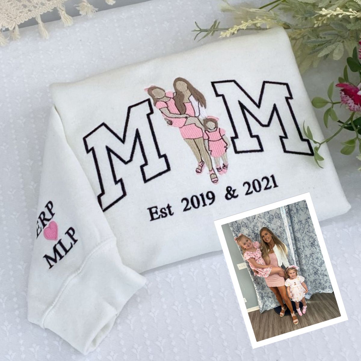 Sibling Custom Embroidered Mom Hoodie - Personalized Gift With Kids Names