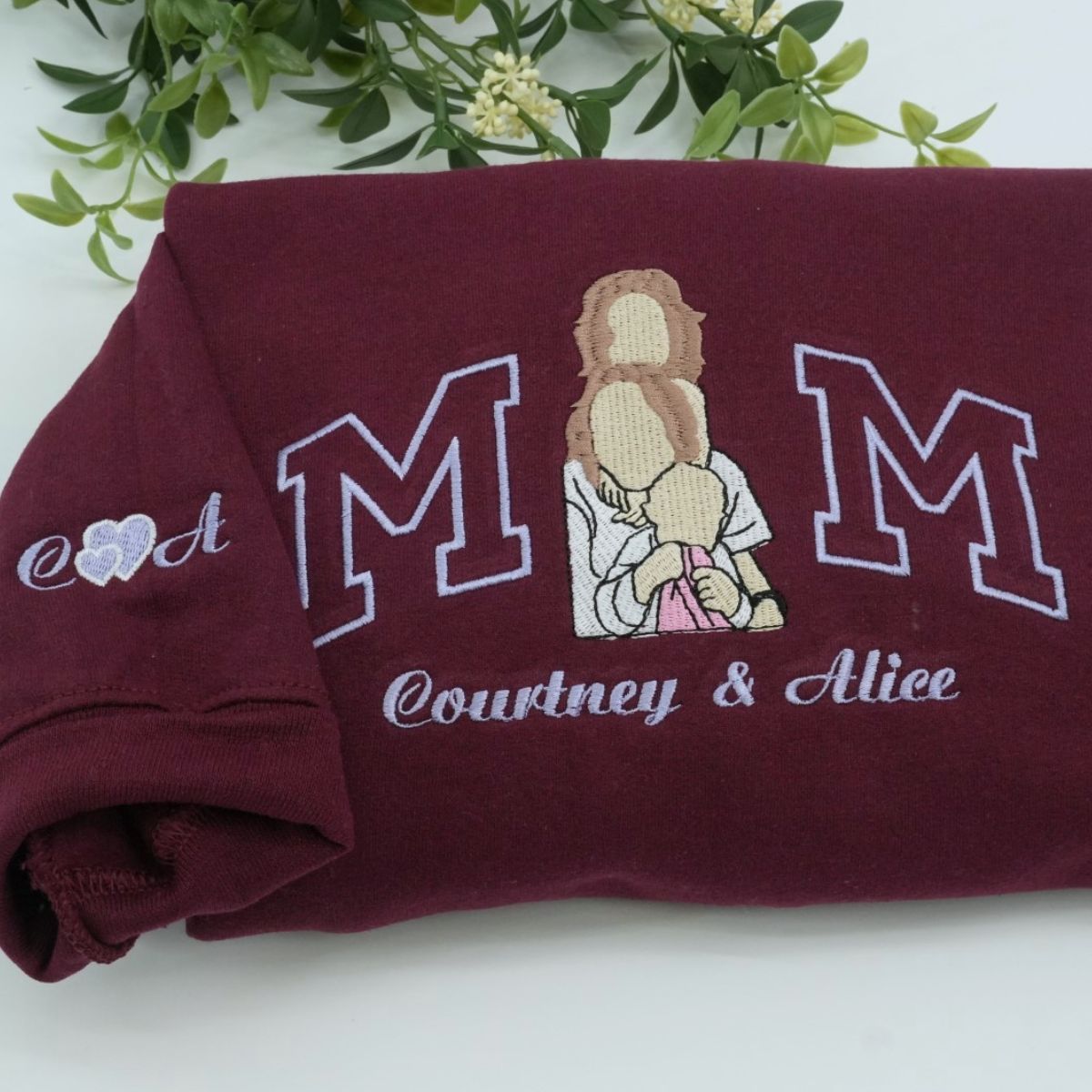 Sibling Custom Embroidered Mom Hoodie - Personalized Gift With Kids Names