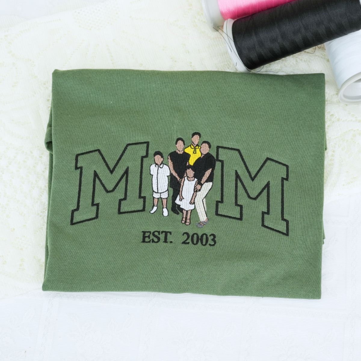 Sibling Custom Embroidered Mom Hoodie - Personalized Gift With Kids Names