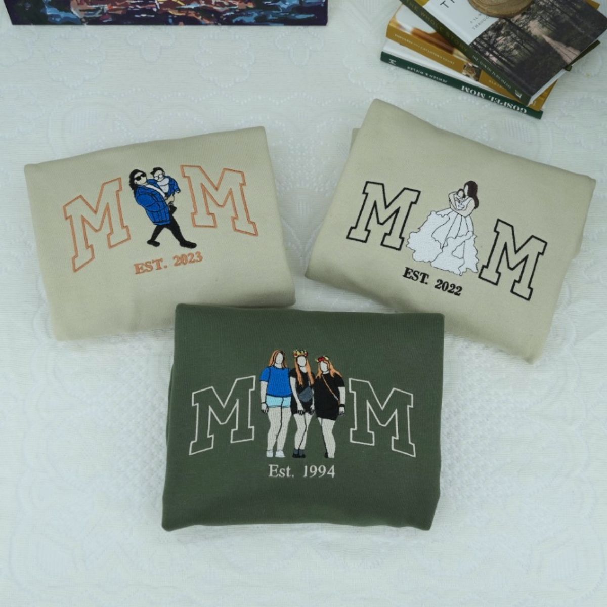 Sibling Custom Embroidered Mom Hoodie - Personalized Gift With Kids Names