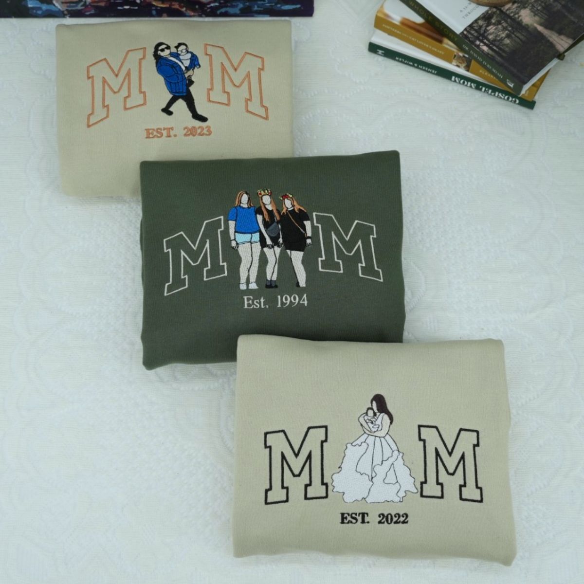 Sibling Custom Embroidered Mom Hoodie - Personalized Gift With Kids Names