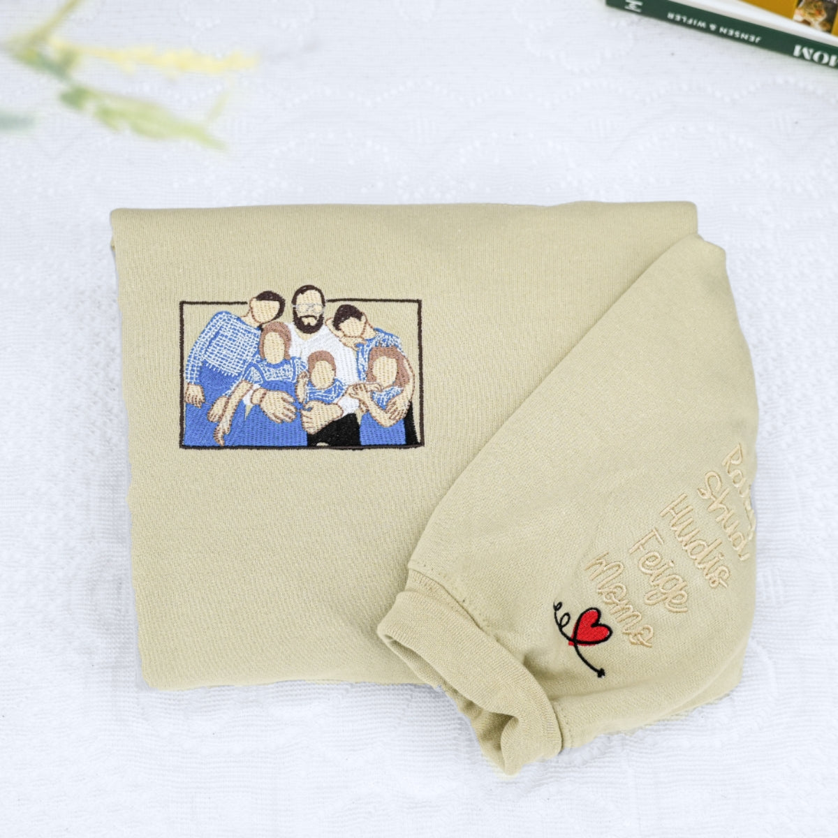 Father & Baby Portrait Custom Embroidered Hoodie - Personalized Father's Day Gift
