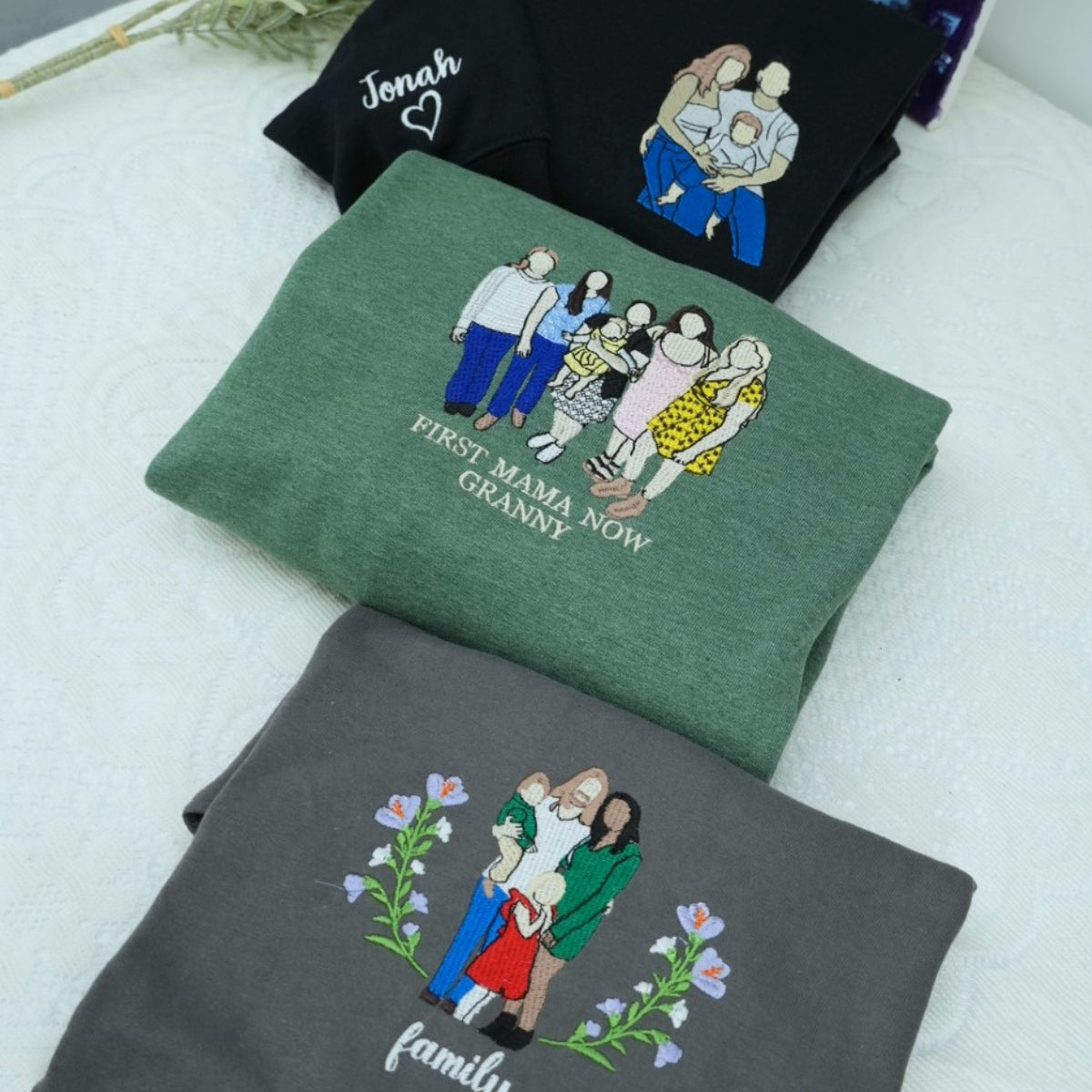 Father & Baby Portrait Custom Embroidered Hoodie - Personalized Father's Day Gift