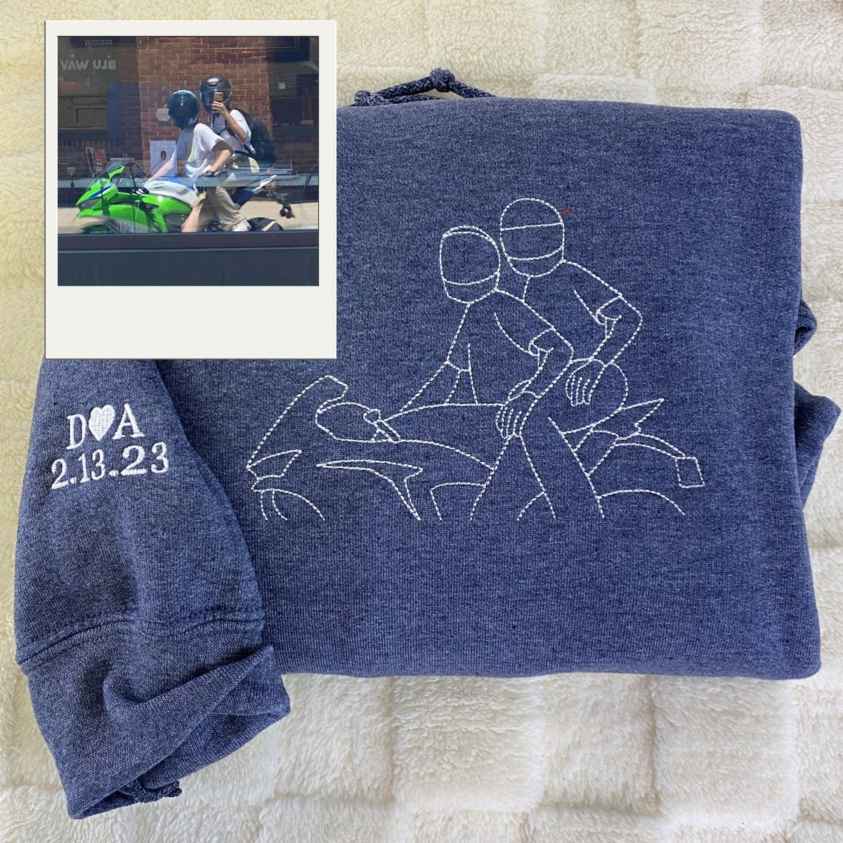 Couple Line Art Custom Embroidered Sweatshirt - Personalized Anniversary Gift