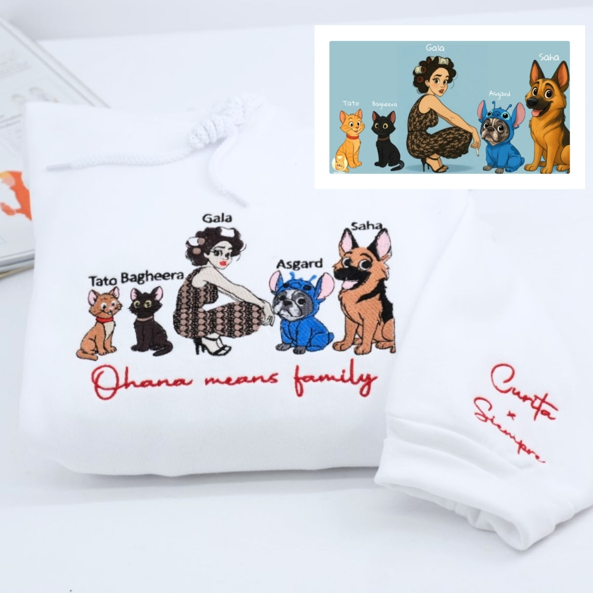 Pet Portrait Custom Embroidered Hoodie - Personalized Photo Gift Apparel