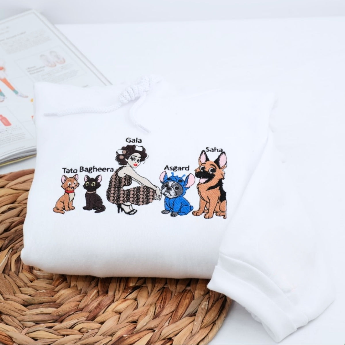 Pet Portrait Custom Embroidered Hoodie - Personalized Photo Gift Apparel