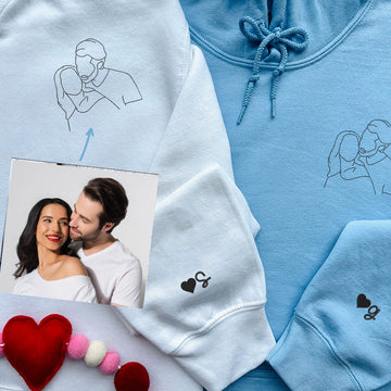 Couple Wedding Portrait Custom Embroidered Sweatshirt - Personalized Gift