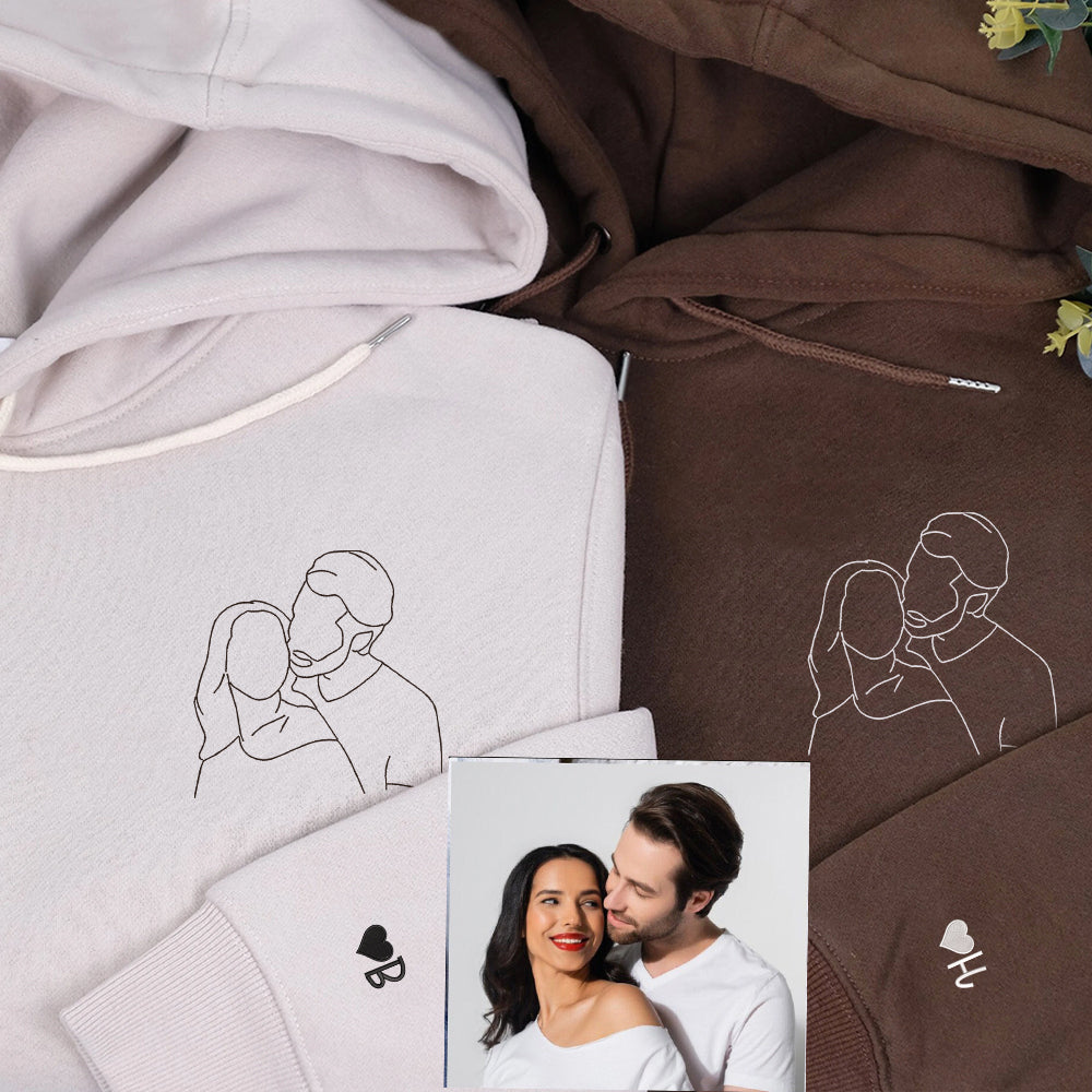 Couple Wedding Portrait Custom Embroidered Sweatshirt - Personalized Gift
