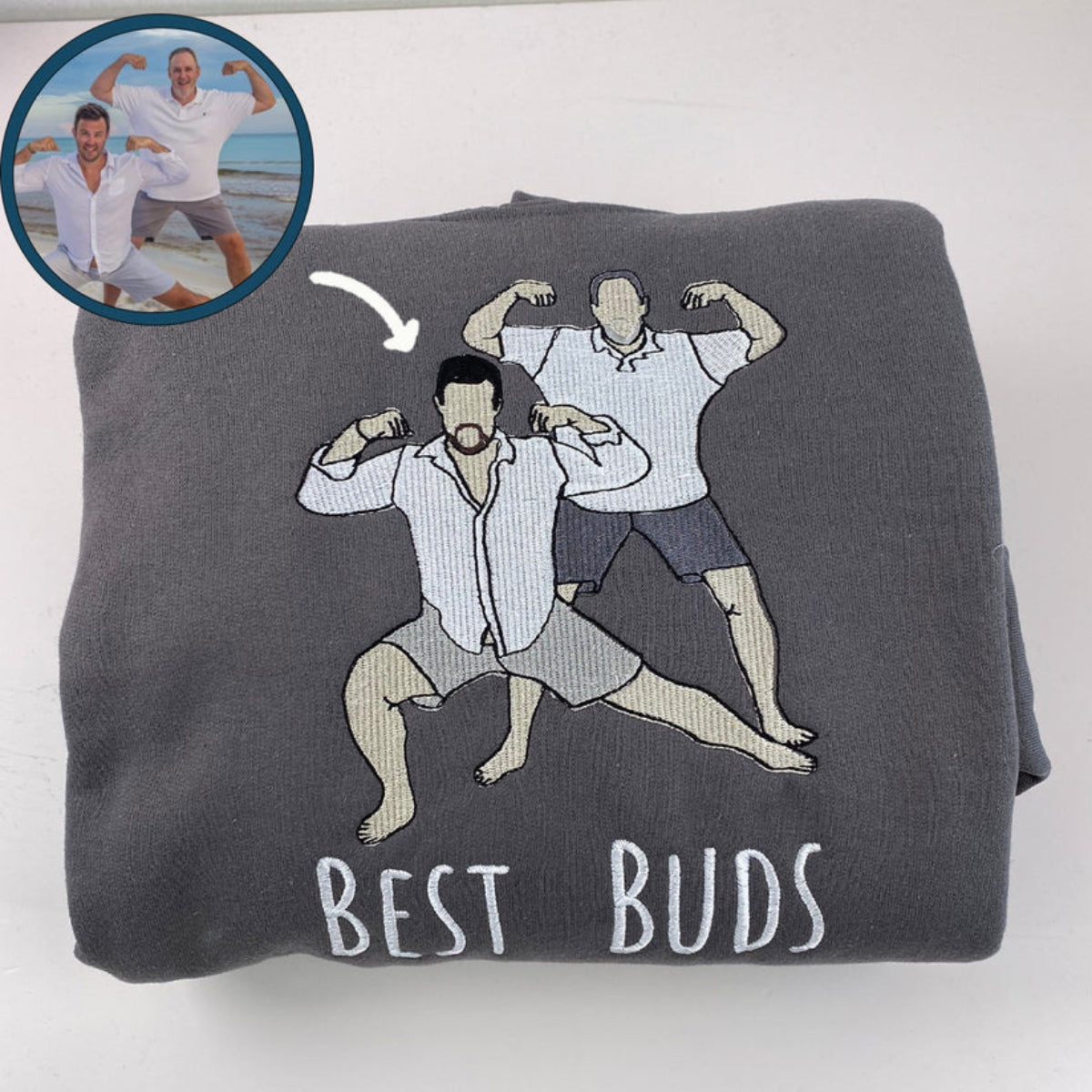 Sisters Portrait Custom Embroidered Hoodie - Personalized Gift for Teen Girls