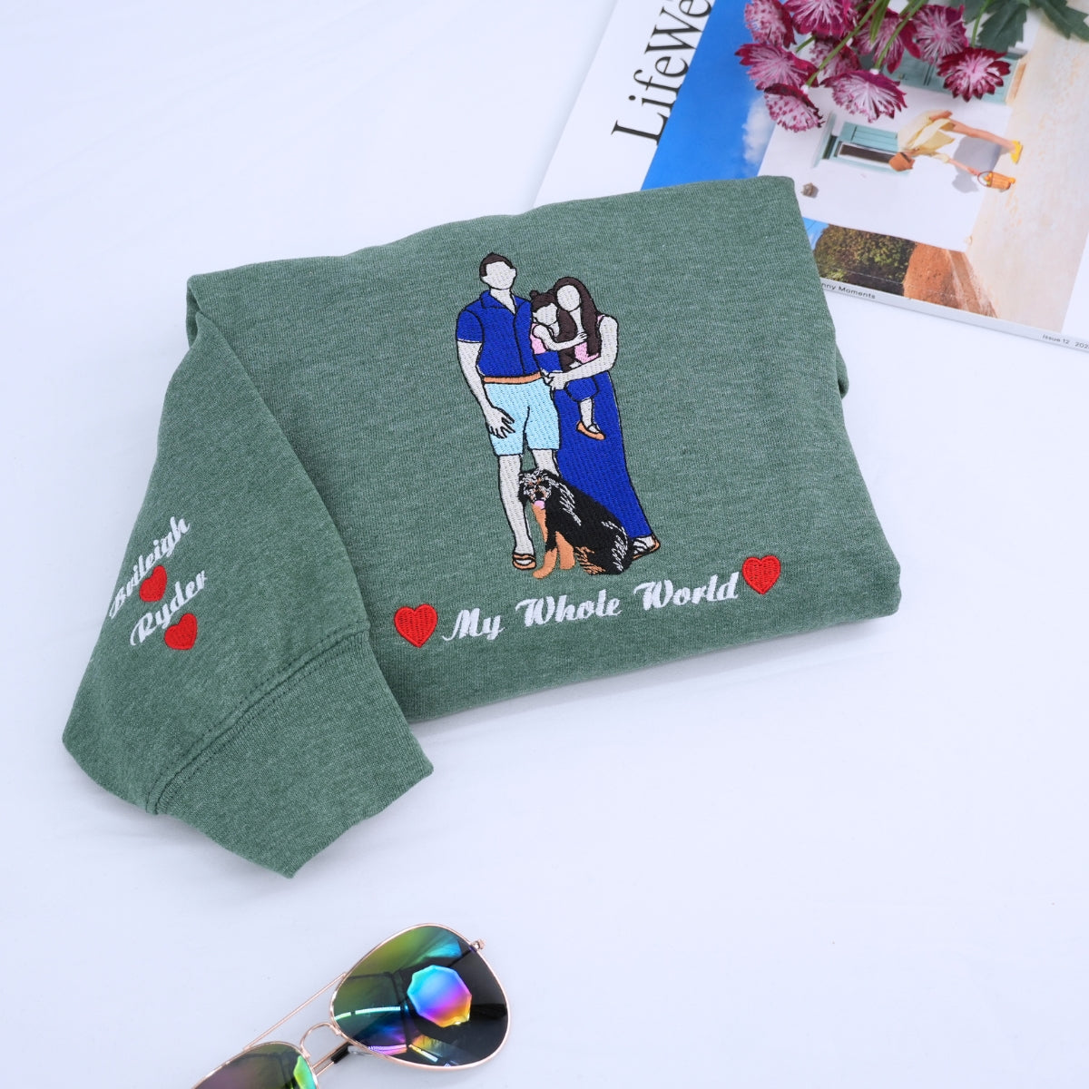 Sisters Portrait Custom Embroidered Hoodie - Personalized Gift for Teen Girls