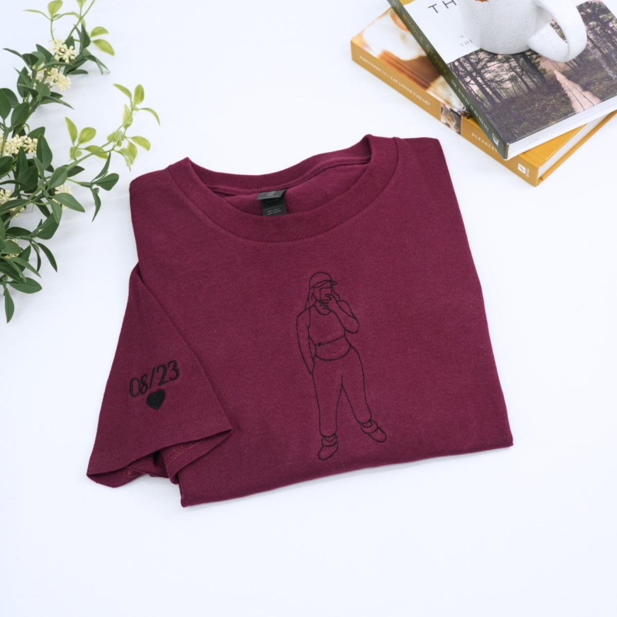 Photo Outline Custom Embroidered T-Shirt - Personalized Memorial Gift
