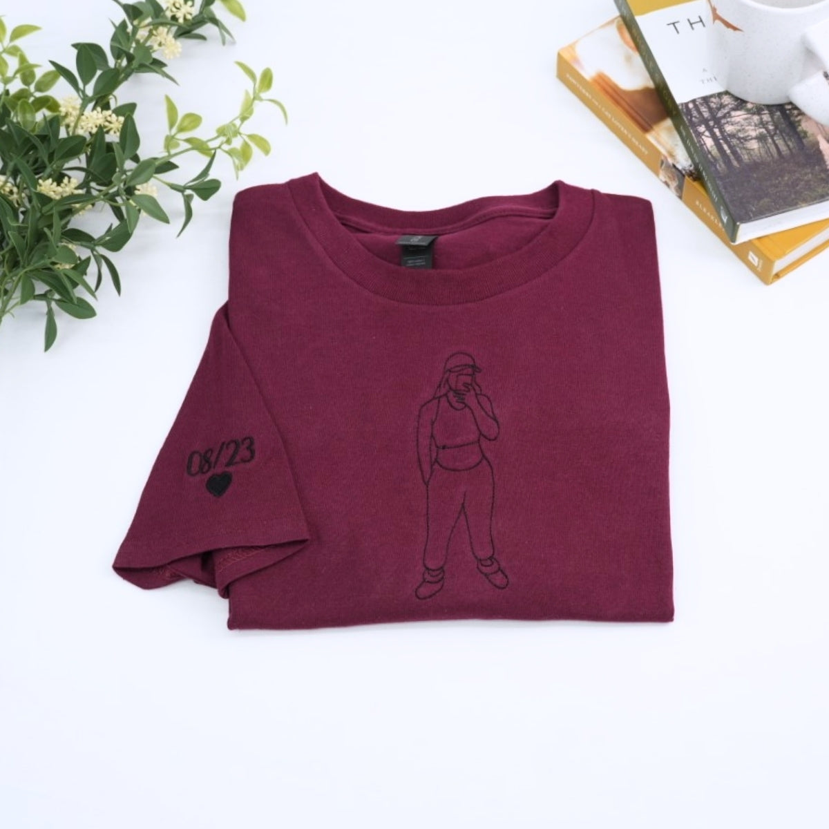 Photo Outline Custom Embroidered T-Shirt - Personalized Memorial Gift