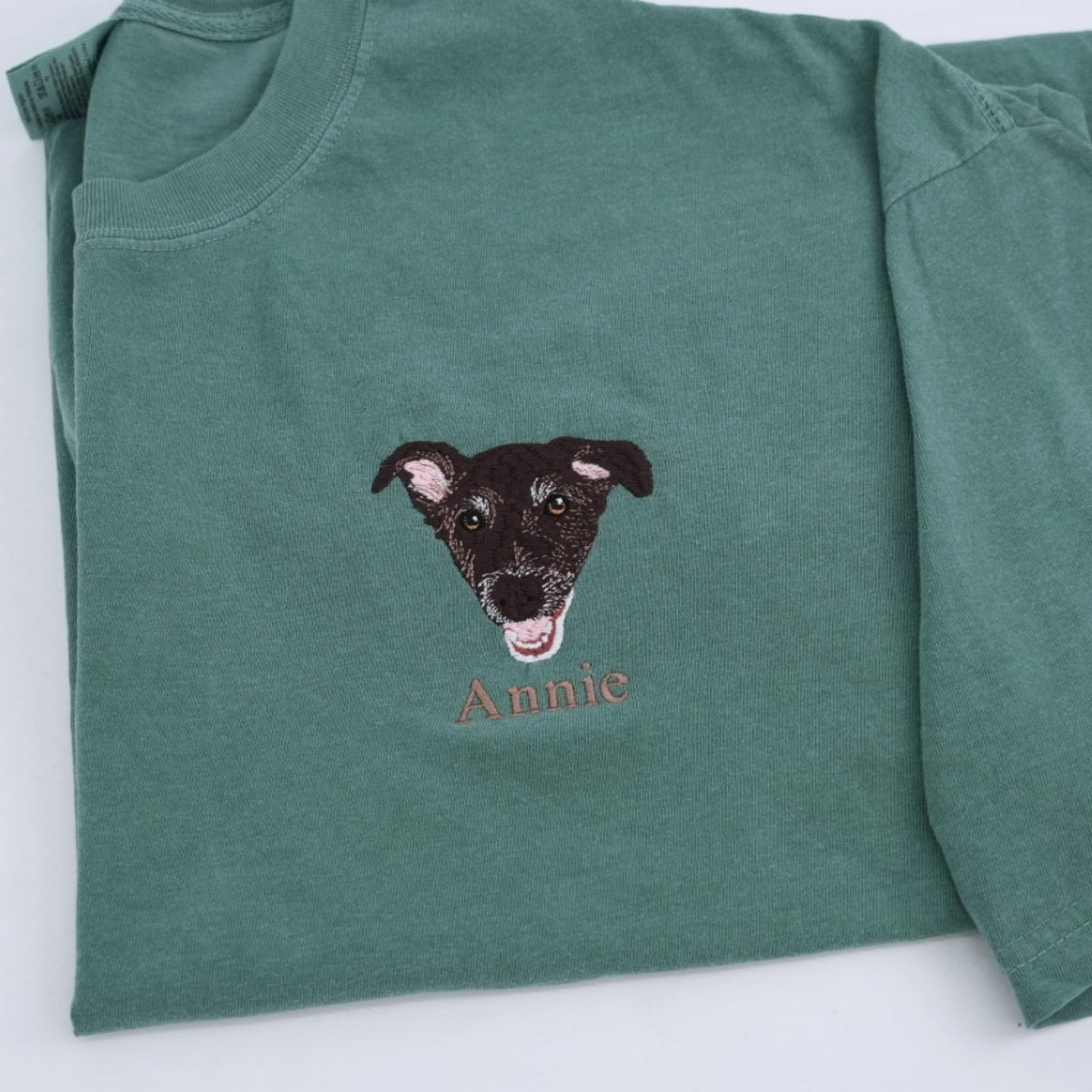 Pug Portrait Custom Embroidered T-Shirt - Personalized Dog Lover Gift