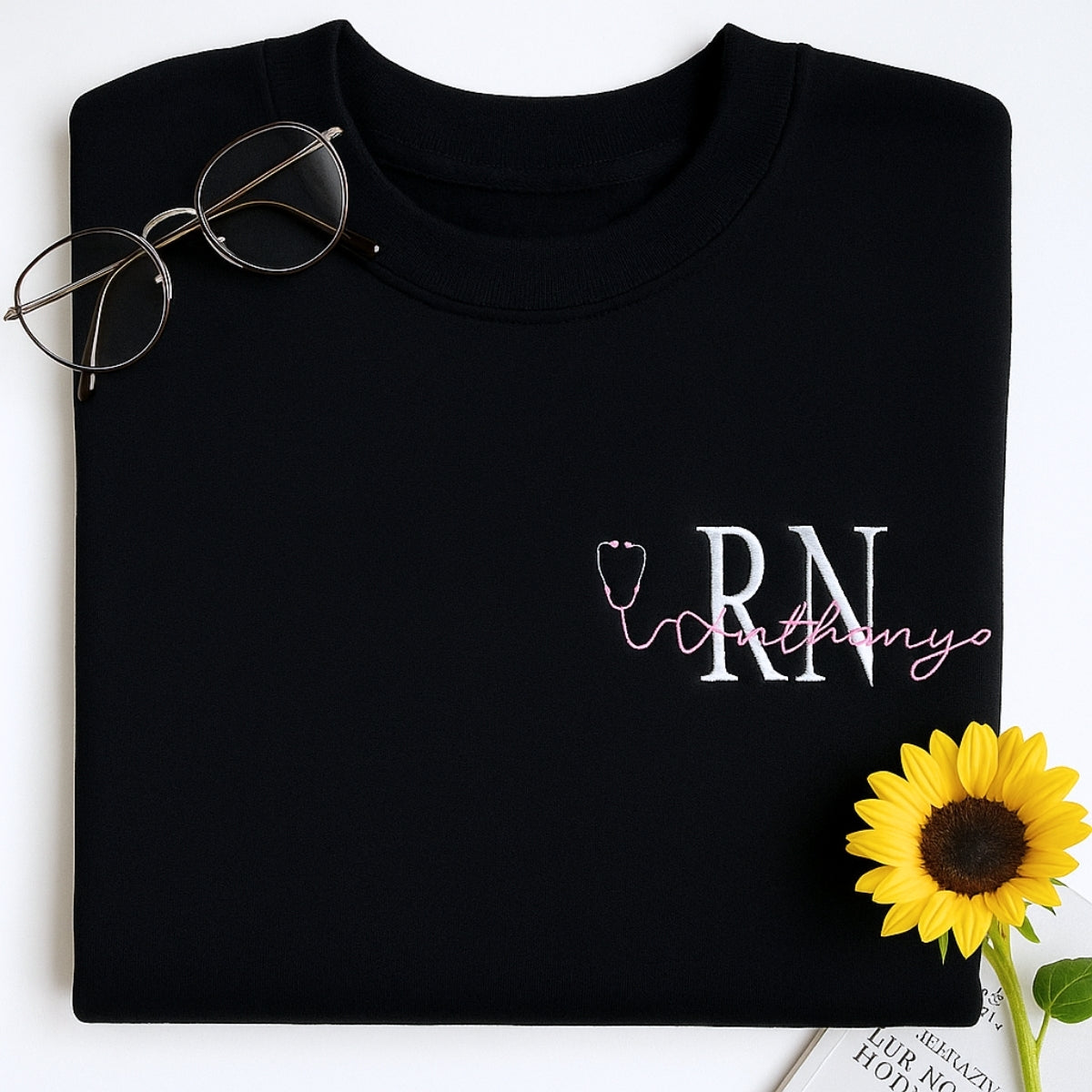 RN Gift Custom Embroidered Hoodie - Personalized Registered Nurse Sweatshirt