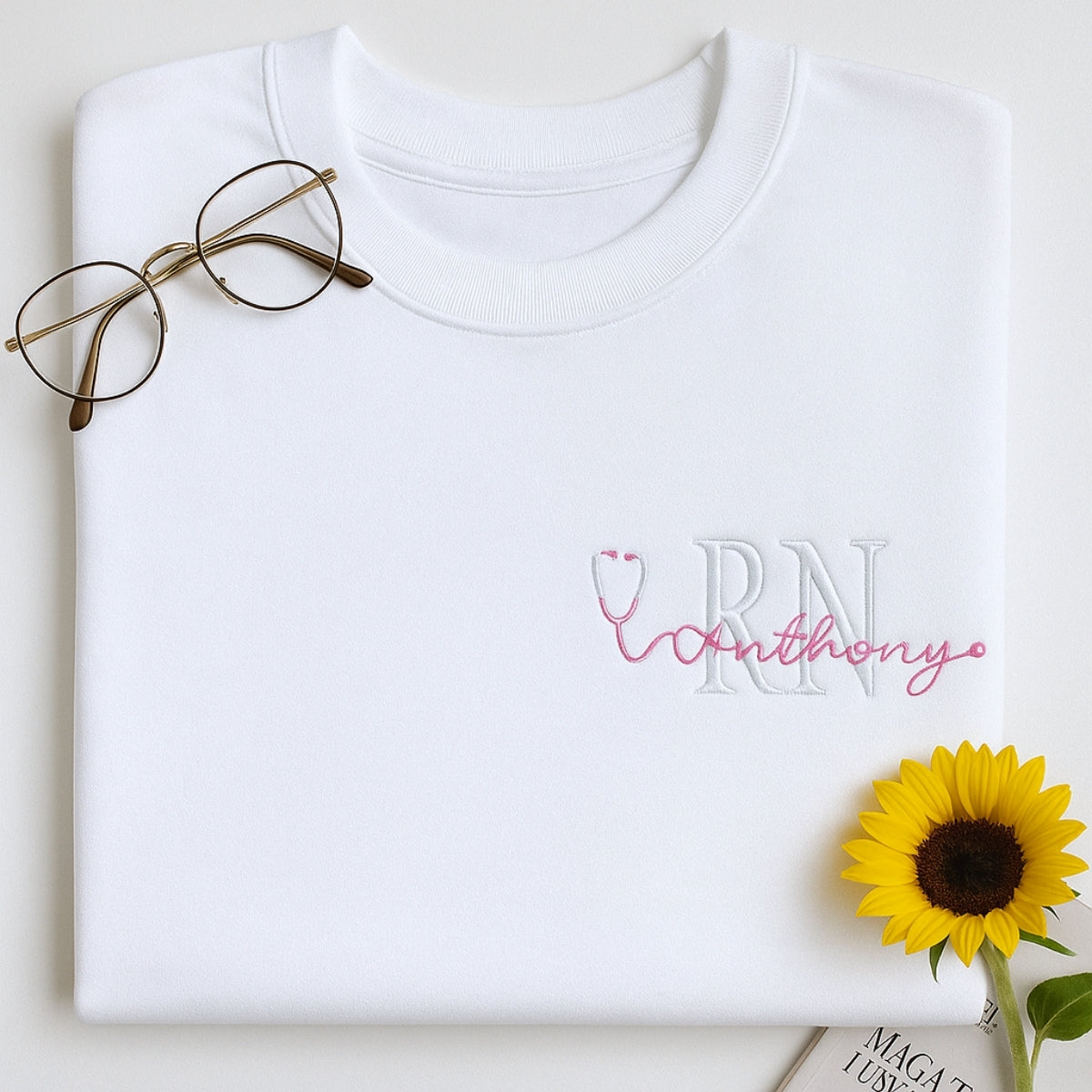RN Gift Custom Embroidered Hoodie - Personalized Registered Nurse Sweatshirt