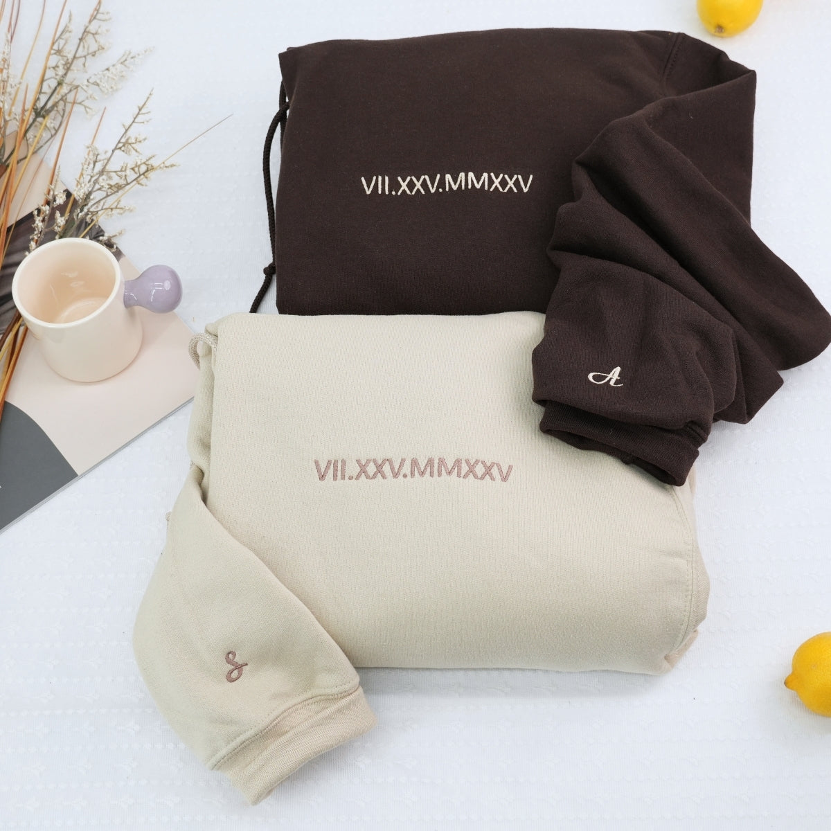 Roman Numeral Custom Embroidered Hoodie - Personalized Date Sweatshirt