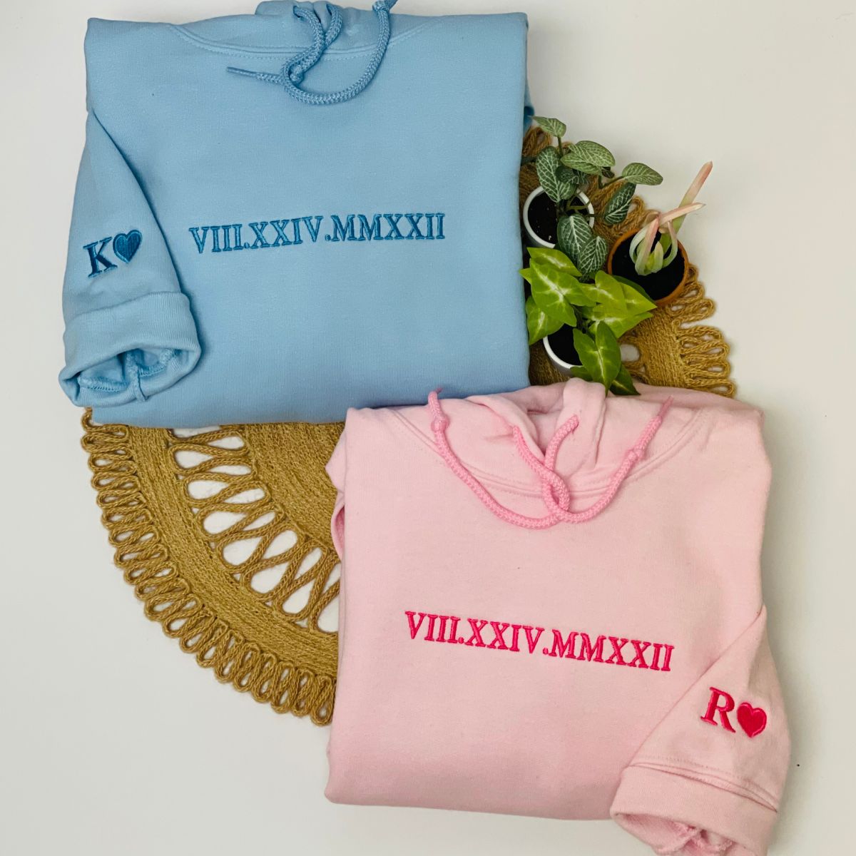 Roman Numeral Custom Embroidered Hoodie - Personalized Date Sweatshirt