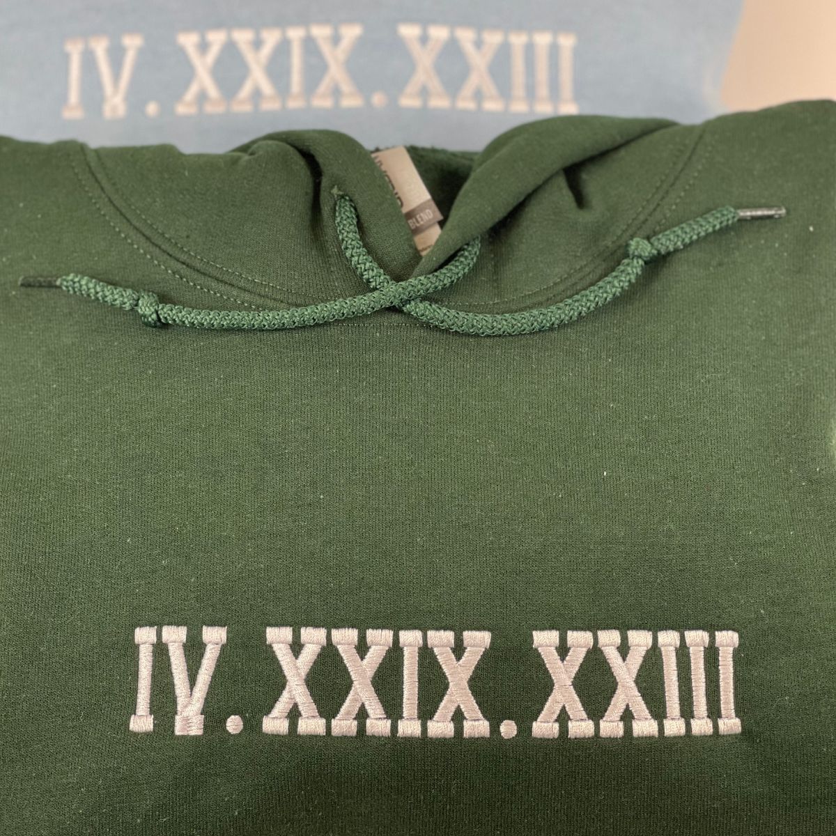 Roman Numeral Custom Embroidered Hoodie - Personalized Date Sweatshirt