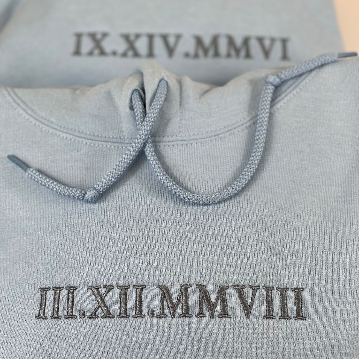 Roman Numeral Custom Embroidered Hoodie - Personalized Date Sweatshirt