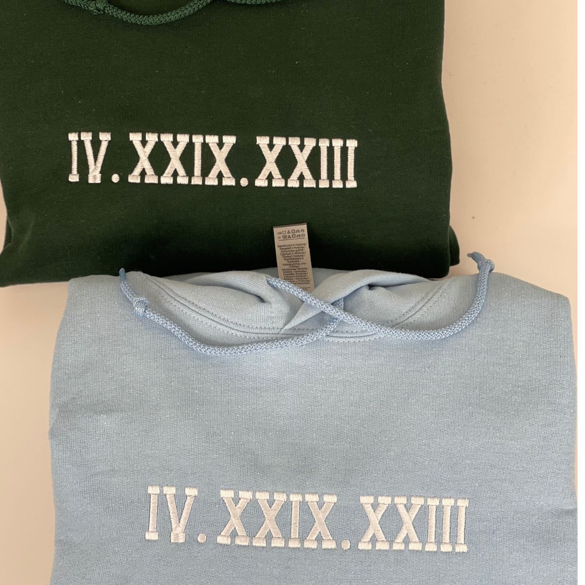 Roman Numeral Custom Embroidered Hoodie - Personalized Date Sweatshirt